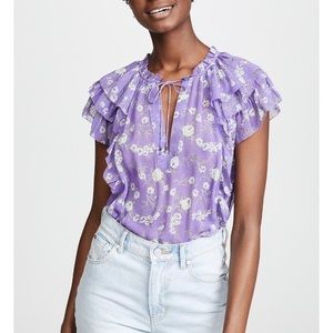 Ulla Johnson silk ruffle-sleeve Rooney blouse 💜
